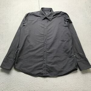 Boss Hugo Boss Button Up Dress Shirt Mens XL Long Sleeve Fitted Pinstripe Black